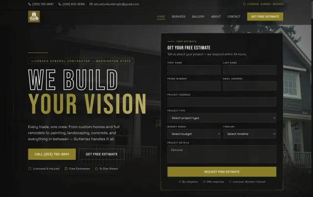 A site I built, on a desktop. General contractor, Seattle WA