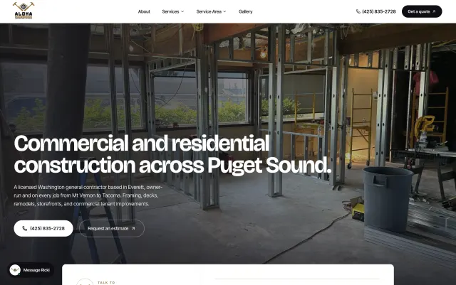 A site I built, on a desktop. Carpentry, Everett WA
