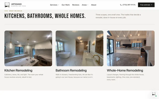 A site I built, on a desktop. Kitchens and baths, Hinsdale IL