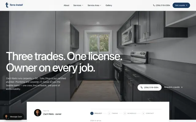 A site I built, on a desktop. General contractor, Burien WA