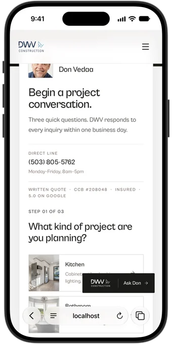 On an iPhone. A quote that starts with the job