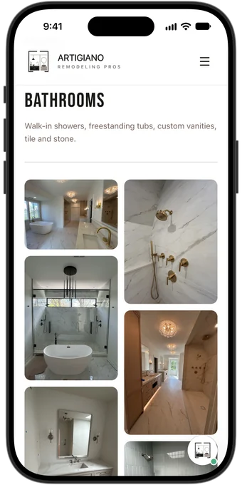 A site I built, on an iPhone. Kitchens and baths, Hinsdale IL
